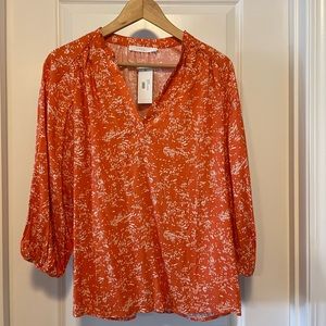 NWT Orange print blouse. Lush, Size L